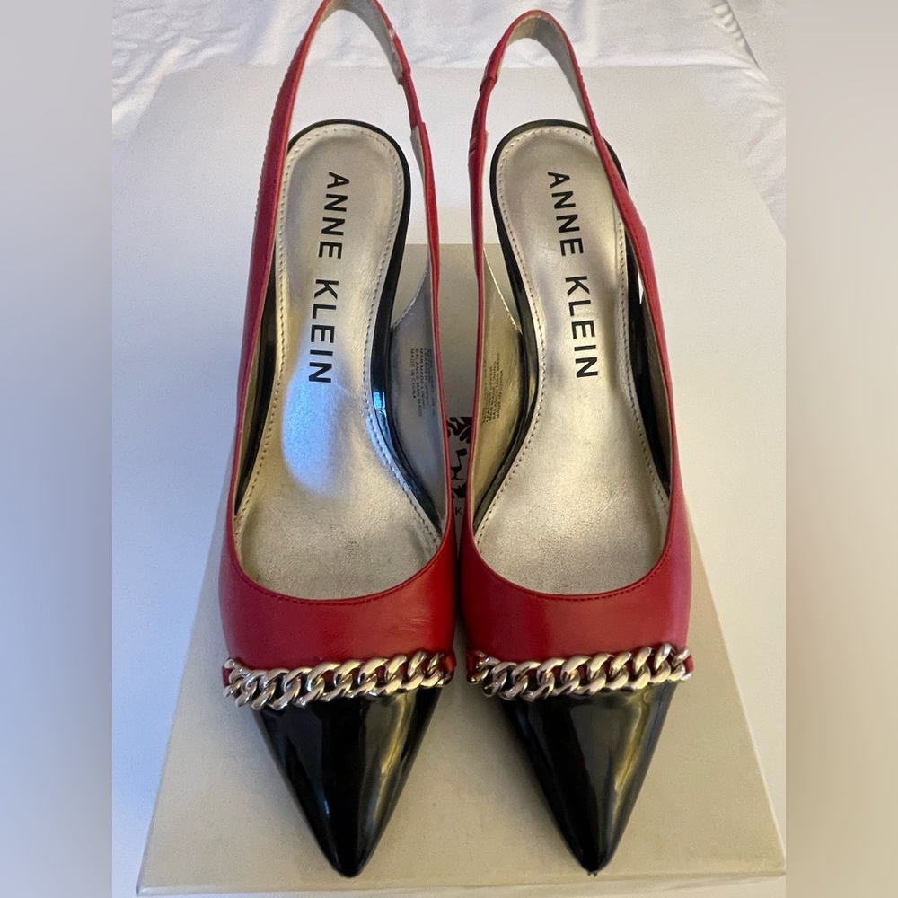 Anne Klein Red and Black Slingback Heels